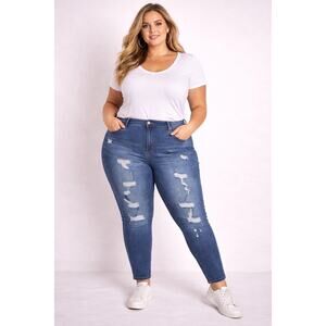 200 Torrid Bombshell Skinny Jeans 20R Distressed Stretch High Rise Denim